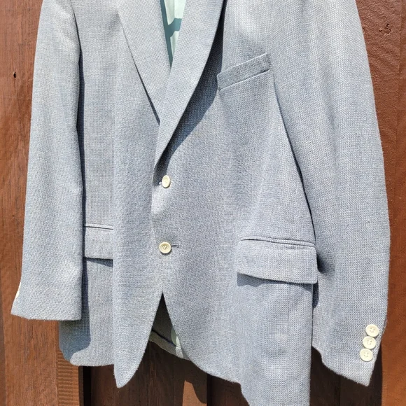 Men's Vtg Sportcoat Blazer Blue Tweed Garrison Park - Picture 2 of 9